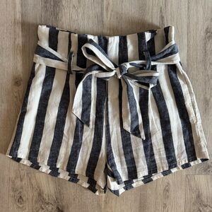 Reference Blue & White Striped Americana Nautical Linen Cotton Beachy Shorts SM